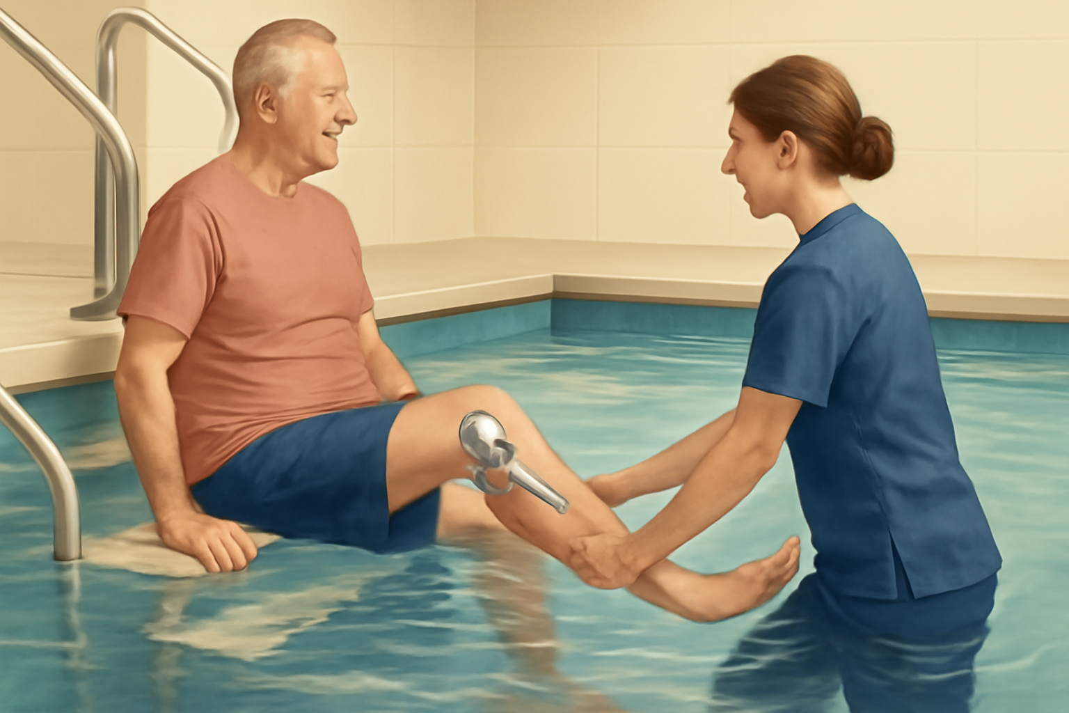 Ejercicios en piscina después de prótesis de rodilla