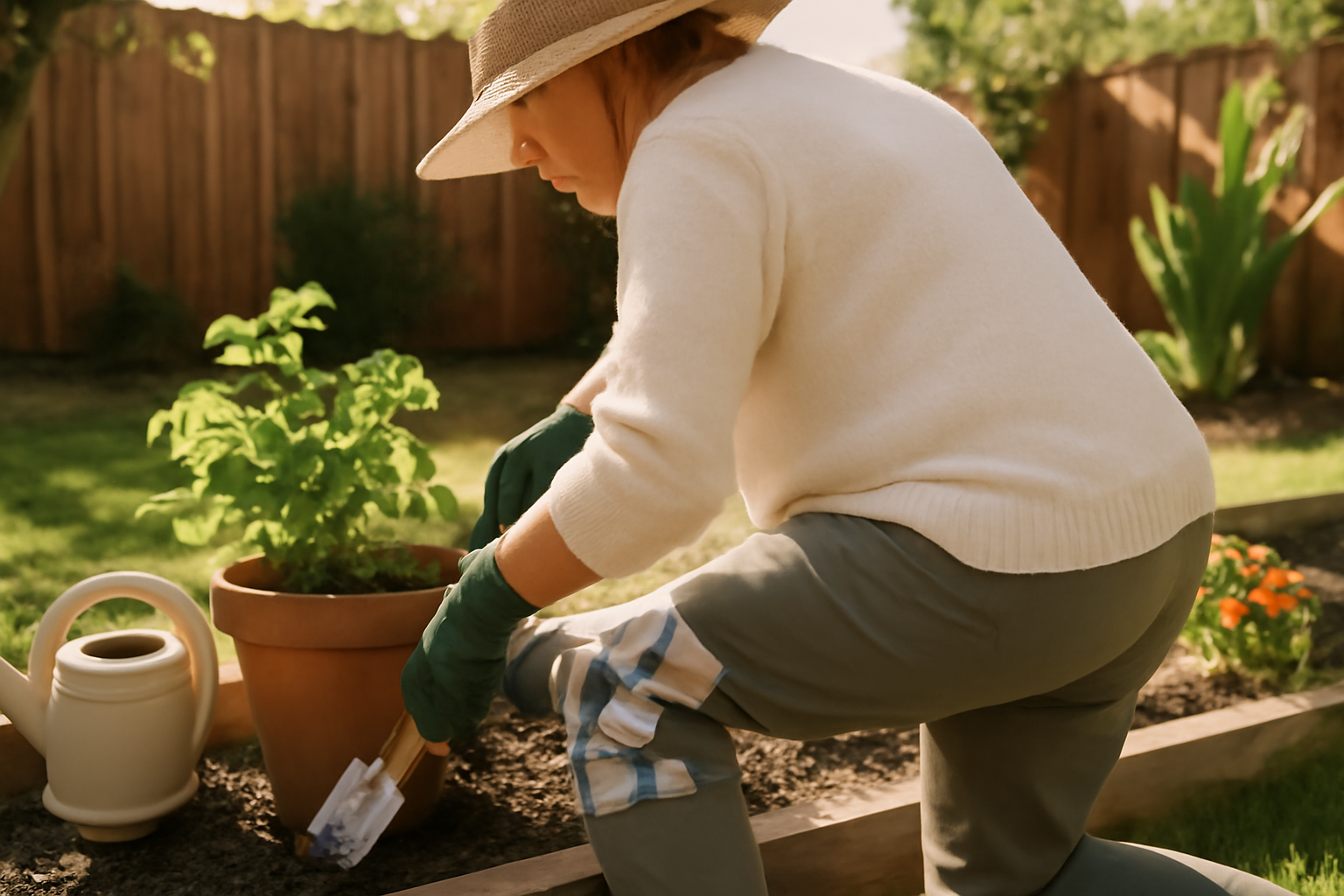 Herramientas ergonómicas de jardinería para rodilla operada